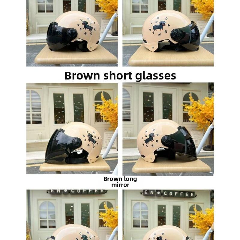 Little Black Dog C Electric Vehicle Helmet Cute Pass Hard Hat Women's Breathable Sunscreen Motorcycle Hat Tide