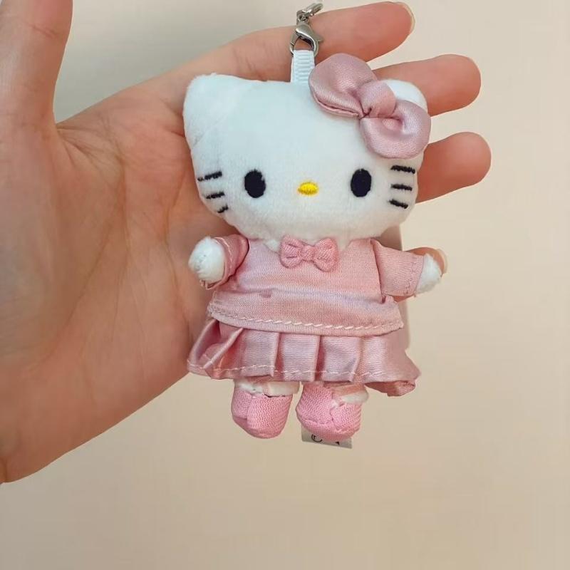 Anime Cartoon MINI Hello Kitty Doll Plush Toy Ballet Pink Bow Kitty Pure Black White KT Schoolbag Pendant Decoration girl Gift