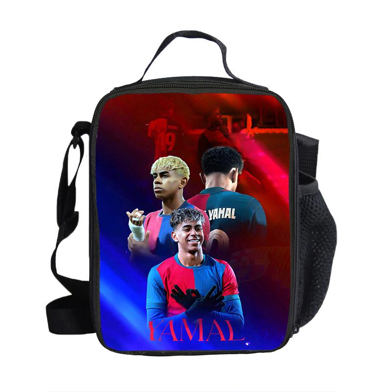 Borse Pranzo L-Lamin Yamal Sacchetti Conservazione Cibo Borsa Termica Stella del Calcio Contenitore Pranzo Isolato Borsa a Tote Anti-perdita Scatola Pranzo