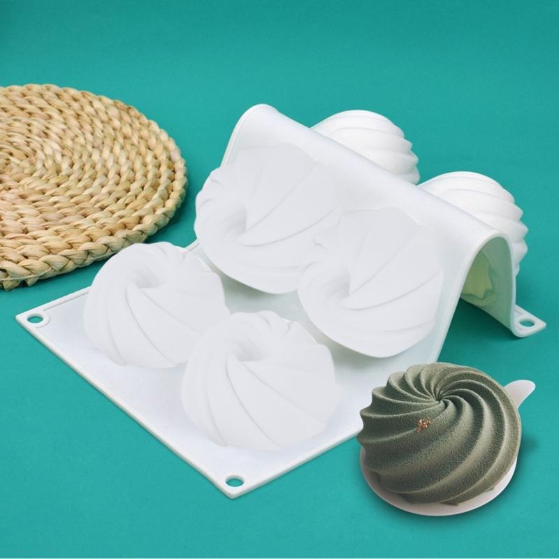 Stampo in Silicone a 6 Fori a Spirale per Torta, Gelato, Cioccolato, Sapone, Cupcake 3D, Stampo da Forno, Pirofila, Stampo per Muffin