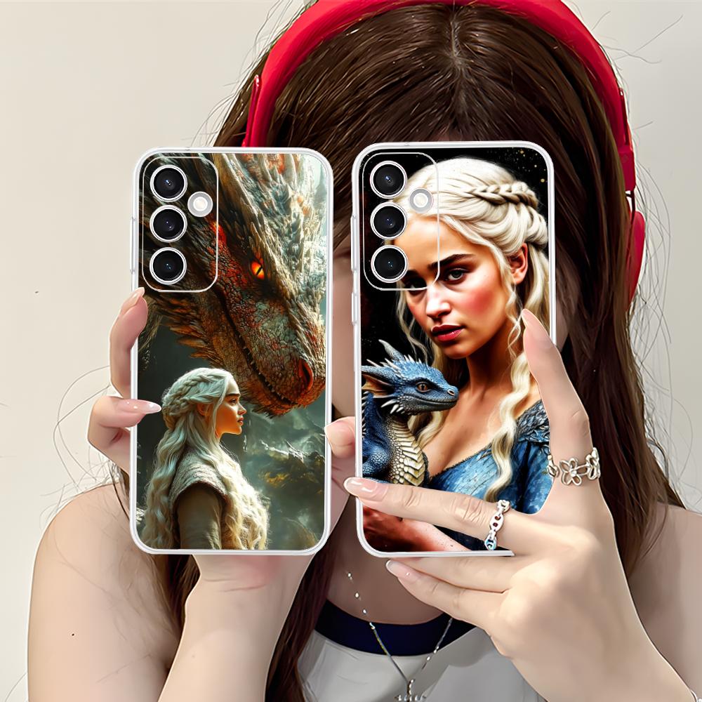Dragon Queen Clear Mobile Phone Case for Samsung Galaxy S25 S24 S23 S22 S21Plus FE Ultra Colorful Cover