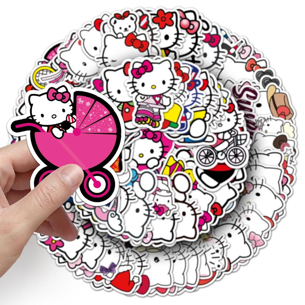100 Hello Kitty Cartoon Stickers - Cute Decorations for Water Bottles & Phone Cases