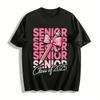 Class of 2025 Senior Coquette Bow Pencil Graduation Graphic Tee Pure Cotton T-shirt