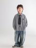 Boys' Spring 2025 Trendy Plaid Loose Shirt with Korean Tie Style