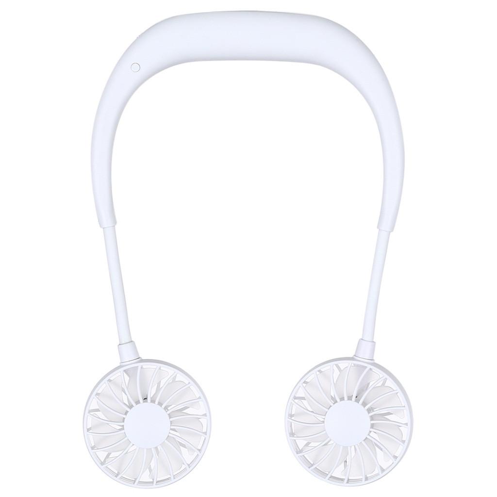 Portable Neckband Fan Rechargeable Battery Operated Hands-Free Dual Fan Personal Cooling Device with Adjustable Fan Heads and USB Charging
