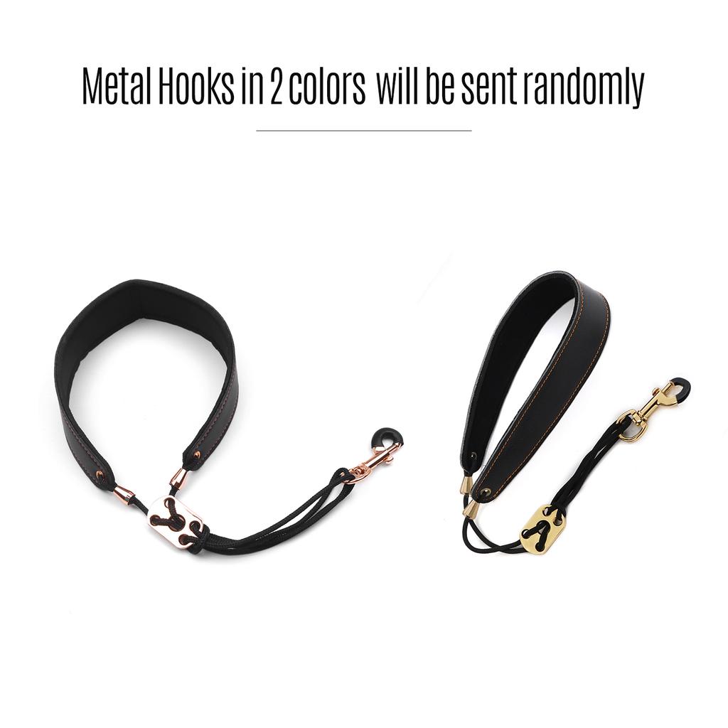 Adjustable Saxophone Neck Strap Leather Sax Strap Metal Hook for Tenor/ Soprano/ Alto Saxophones