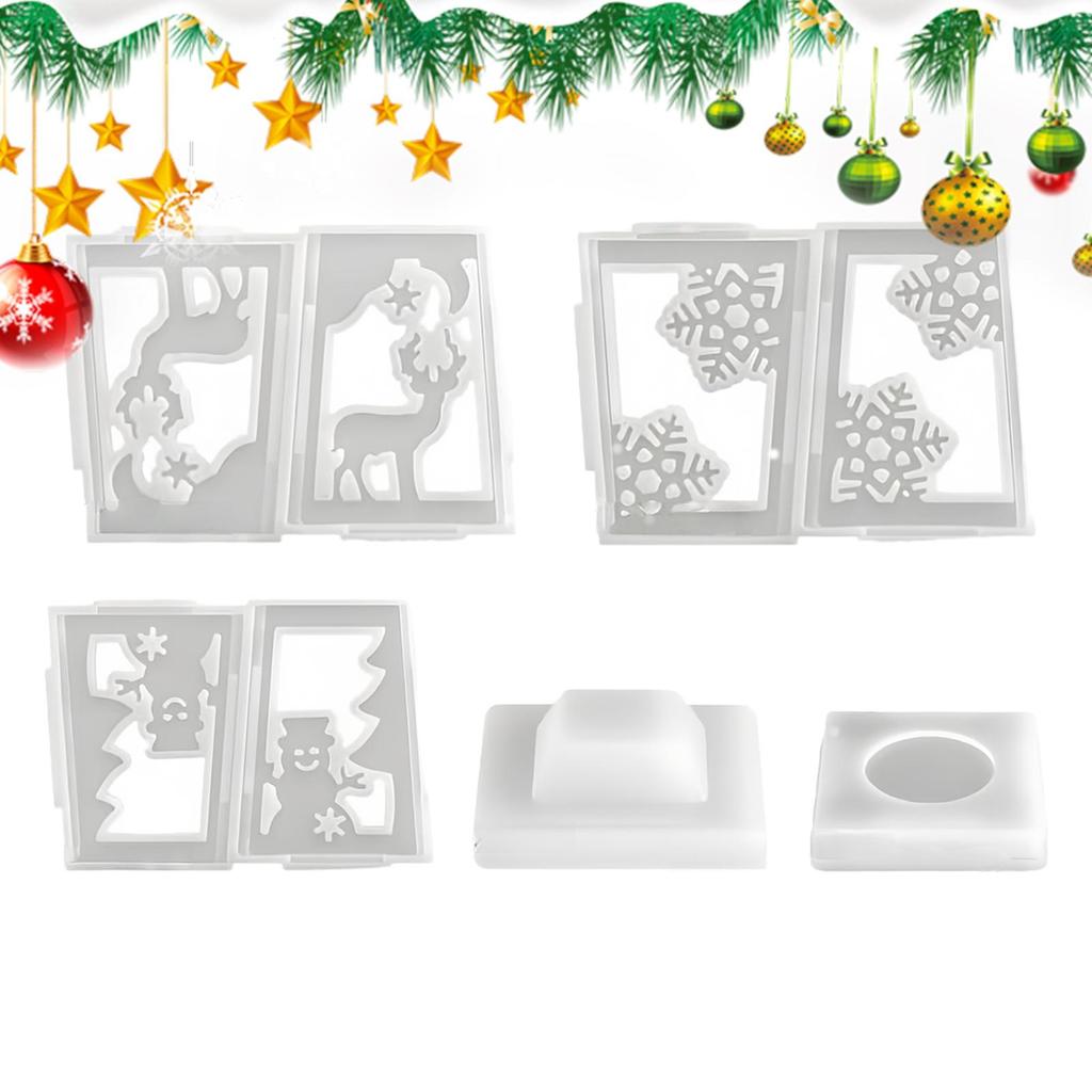 Christmas Lantern Silicone Mold Christmas Reindeer Snowflake Snowman Candle Making Moulds Christmas Candle Holder Gypsum Casting