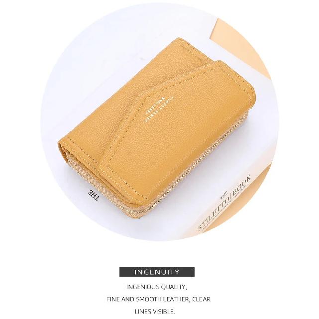 Women'S Wallet Fashion Lychee Grain PU Leather Women'S Zipper Buckle Horizontal Coin Purse Multi Card Bag