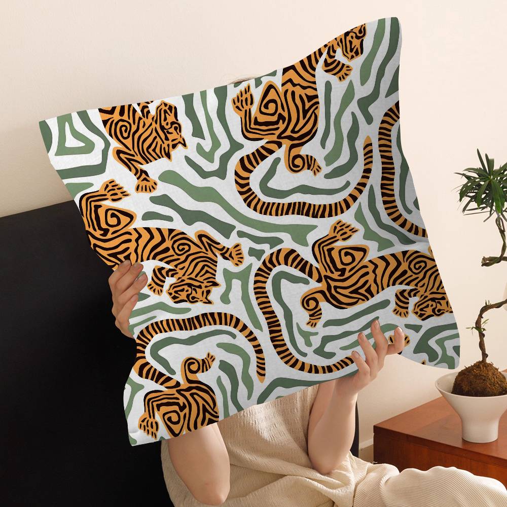 Animal Style Tiger Cushion Case Autumn Jungle Pillow Anime Pillow Sofa Bed Head Pillow Cover Cushion Cover 45x45 cm Fashion