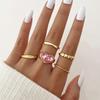 Sexy Fashion Fine Pink Diamond Love Ring 5pcs Set Hundred Rings Women's Jewelry Gift
