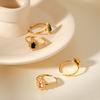 Light Luxury Zircon Inlaid Titanium Steel Ring, Non-fading French Style High-end Stainless Steel Open Band