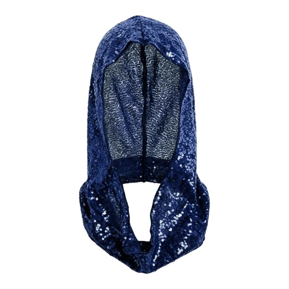 

Polyester Pullover Hat Lace Hooded Headscarf Fashion Glitter Turban Stage темно-синий
