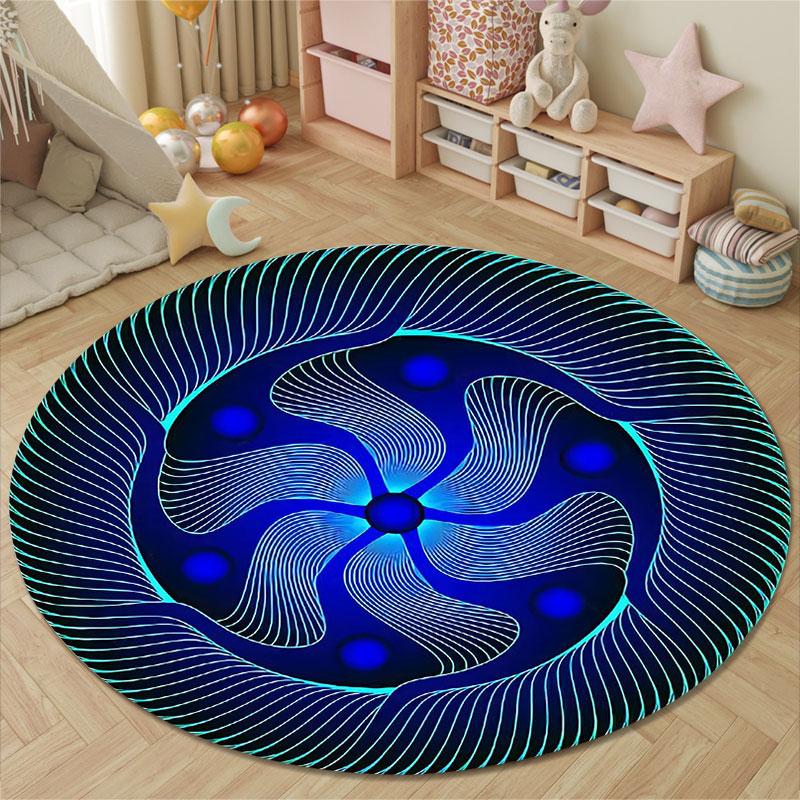 Minimalist Round Pop Art Multicolor Area Rug, Non-Slip Floor Mat for Nursery