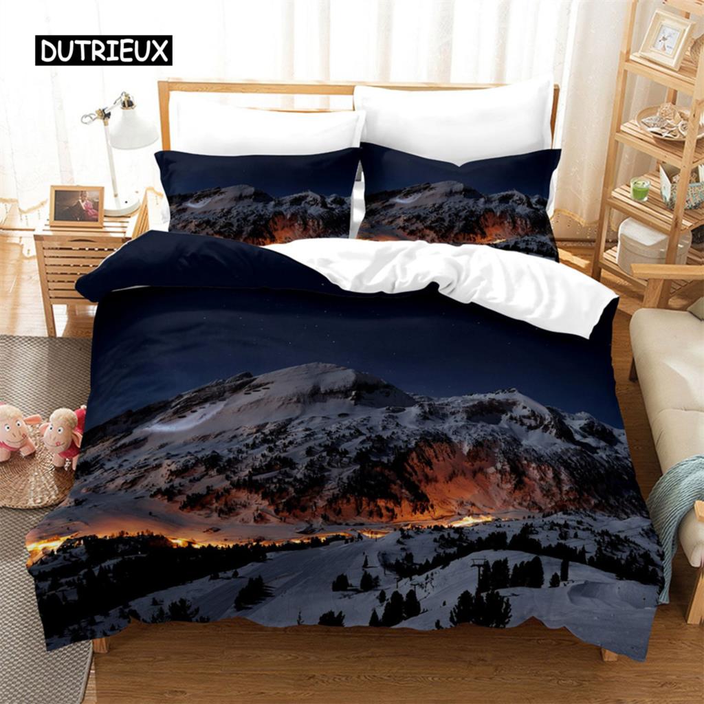 Duvet Cover Natural Scenery Landscape Snow Mountain Queen Bedding Duvet Cover Set Bedspreads with Pillowcase Bedroom Decoration