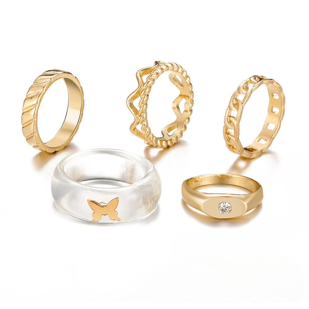 22-Piece Women's Ring Set: Star, Moon, Butterfly, Geometric, Heart Designs