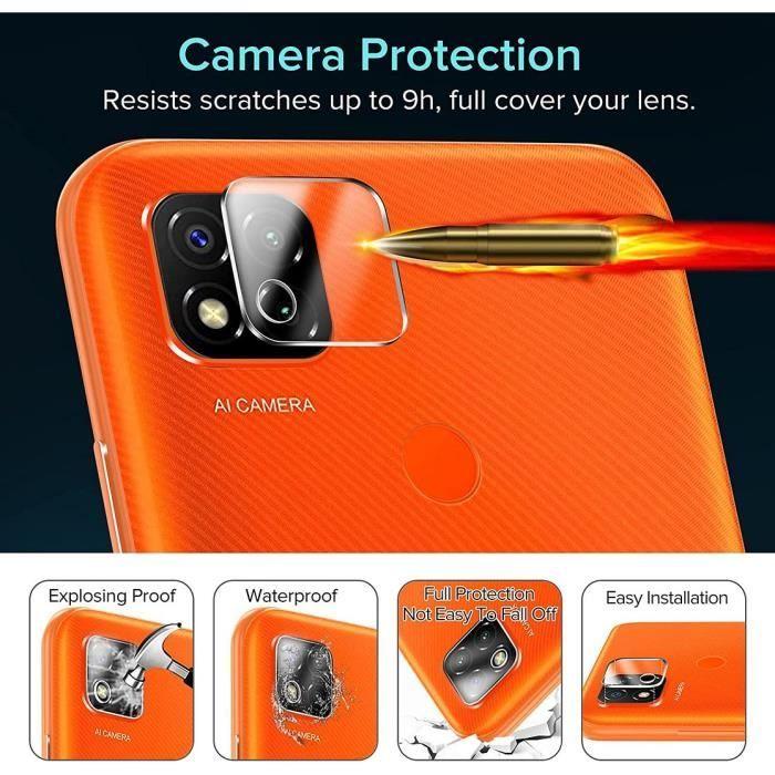 Coque Silicone - E.F.CONNECTION - pour Xiaomi Redmi 9C - Silicone Noir - 2 Verres Trempés - 2 Protections Caméra