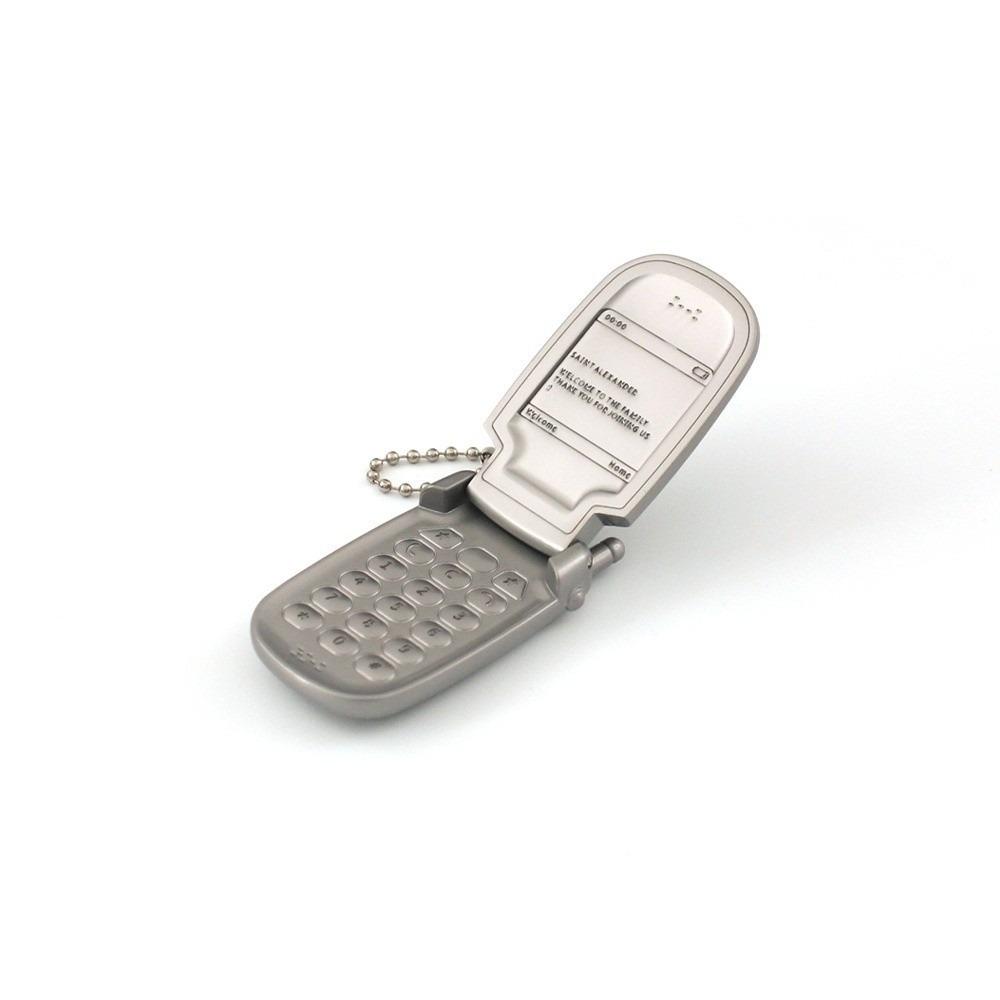 Hanging Flip Phone Keychain Zinc Zinc Alloy Foldable Phone Shape Key Ring Backpack Accessories серебряный