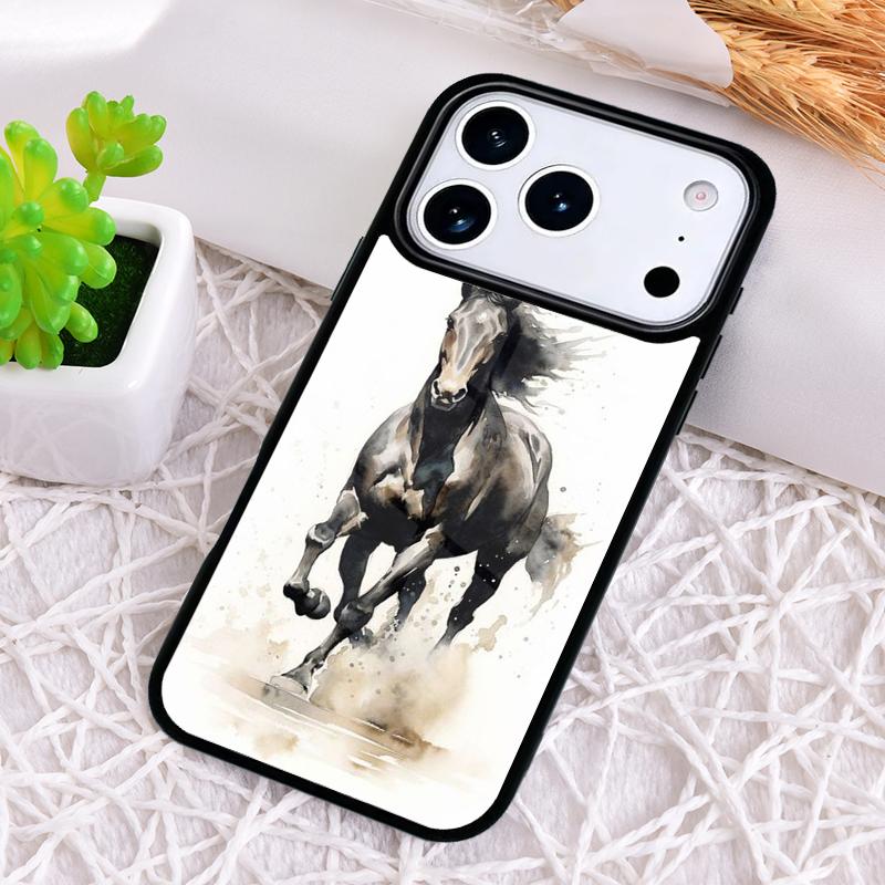 Horse Painted Art Phone Case for iPhone 17 Air 16 15 11 12 14 13 Pro Max Shockproof Cover