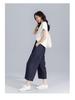 Guangmei Summer Faux Denim Women's Wide-Leg Cropped Pants - Lazy Style in Denim Blue