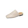 Fashion 2025 NEW Summer Women Mules Genuine Leather Women Shoes Cover Toe Shoes Squared Toe Low Heel Sandals Pleated Modern Slippers