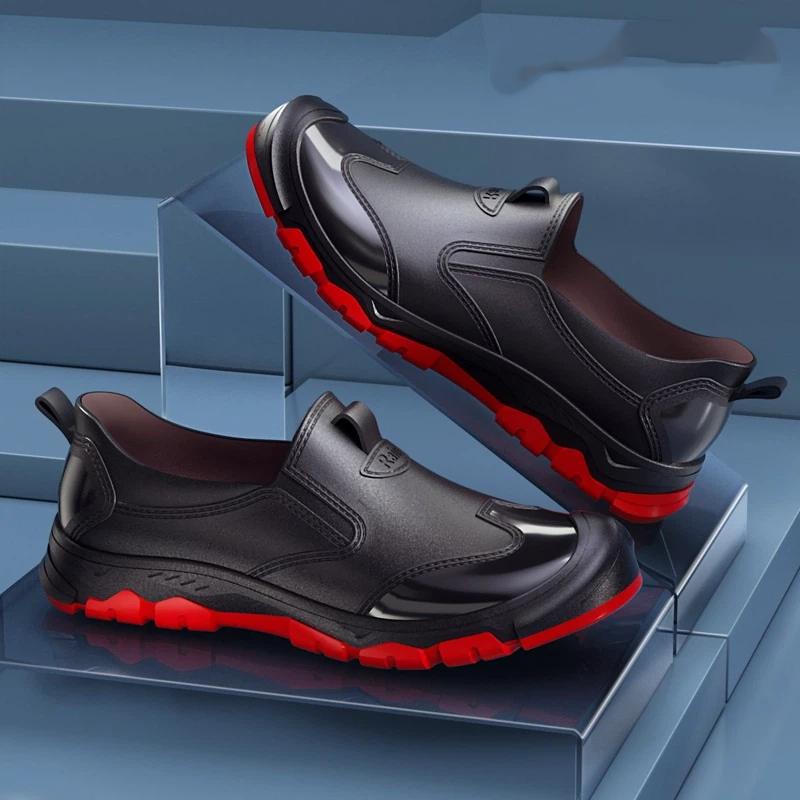 

Couple s Fashionable Outdoor Rain Shoes Water Wading Anti Slip Rubber Shoes 45 червоний колір чорний