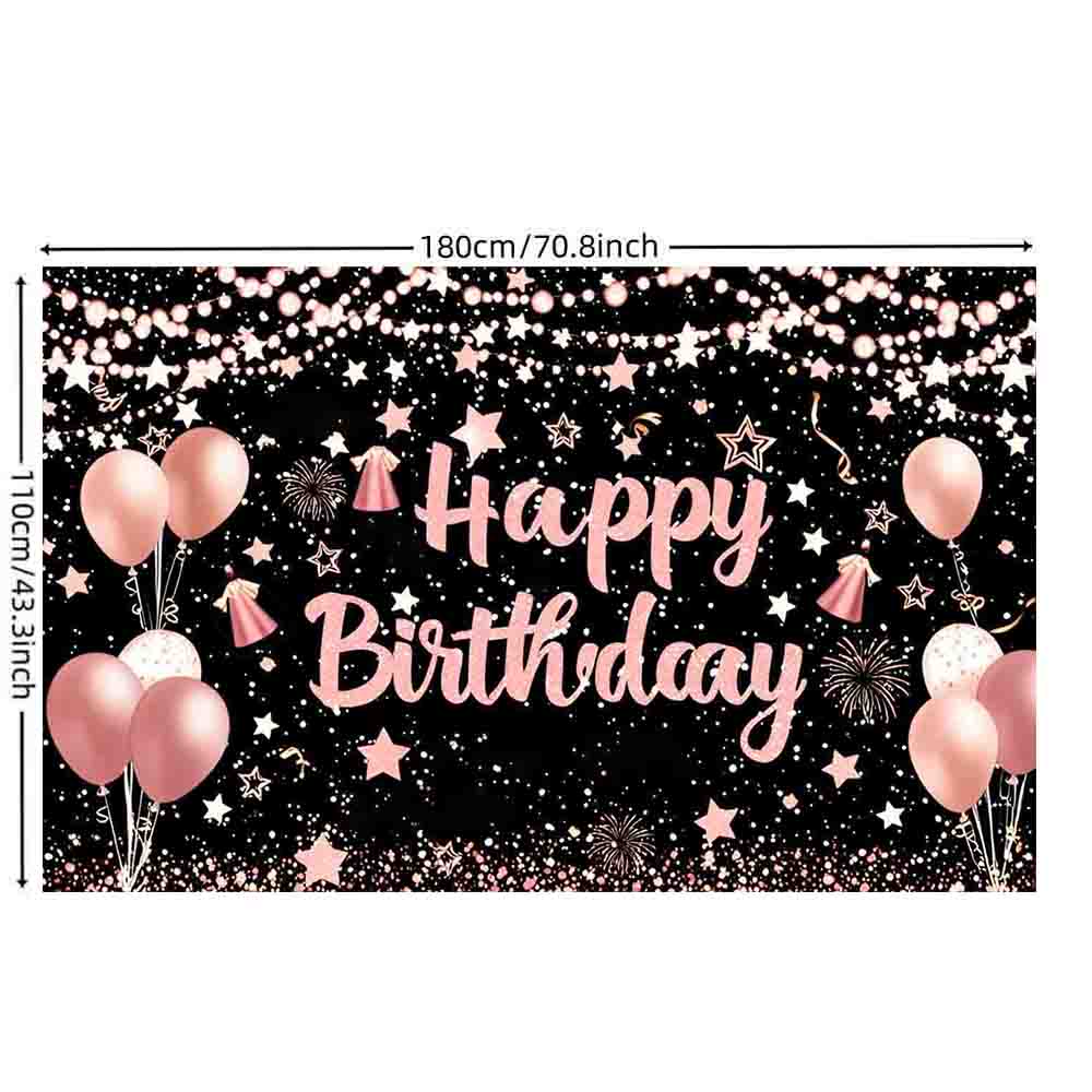 Birthday Party Decors Backdrops Golden Pink Blue Black Balloon Cake Adult Customized Poster Baby Kid Banner Vinyl Backgrounds