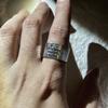 Retro Cheering Letters Adjustable Open Ring for Women Punk Gothic Edgy Zircon Unisex Trendy Accessories Creative Family Gift