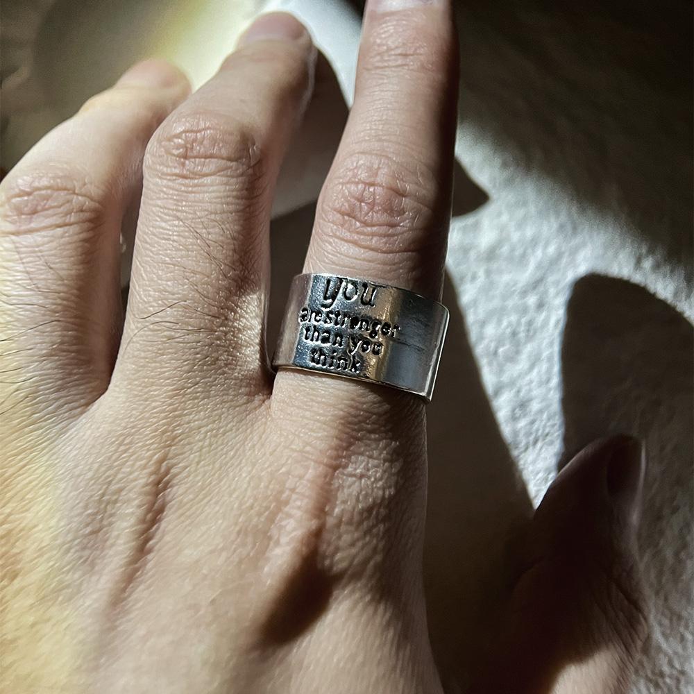 Retro Cheering Letters Adjustable Open Ring for Women Punk Gothic Edgy Zircon Unisex Trendy Accessories Creative Family Gift