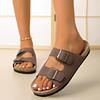 Fashion Spring 2025 Women's Retro Artistic Comfortable Cork Thick Heel Beach Slippers Casual Single Strap Slippers Europe Style Shoes