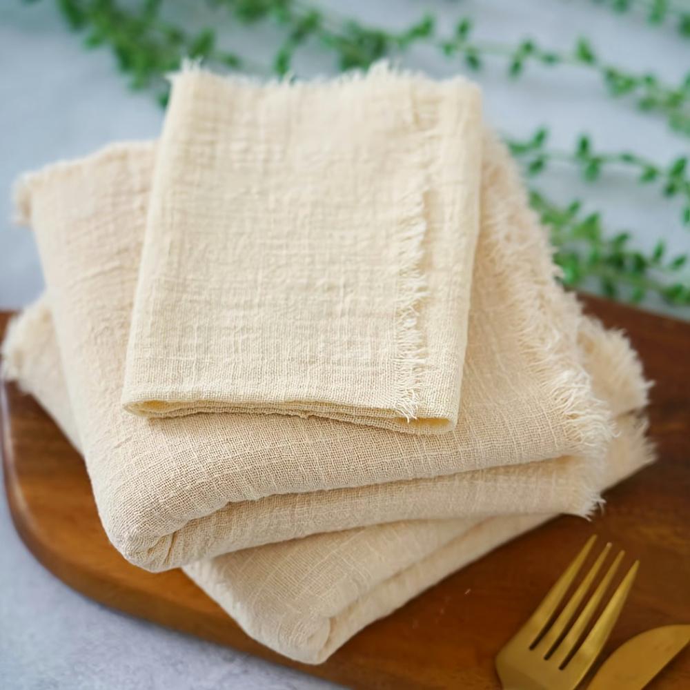 set of 10 Gauze Cotton Cloth Napkins 32x32cm Fabric Wedding Decor Everyday Use Dinner Tea Towel Table Village  Christmas Napkins