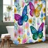 1 pc Colorful Flowers and Butterflies Print Shower Curtains With Hooks Bathroom Curtain Home Decoration Curtain Machine Washable