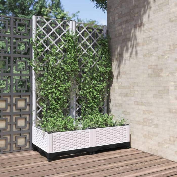 VidaXL Planter with Trellis, Flower Pot, Raised Garden Bed, Planting Box, Outdoor Patio Plant Trough, 153281