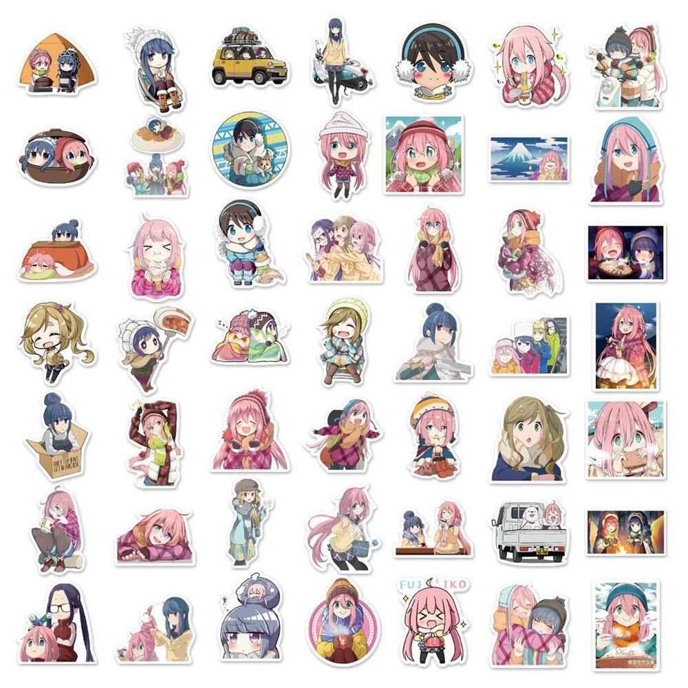 10/30/50pcs Laid Back Camp Anime Stickers Kawaii Cartoon Decals DIY Luggage  Stationery Laptop Cute Aesthetics Graffiti Sticker