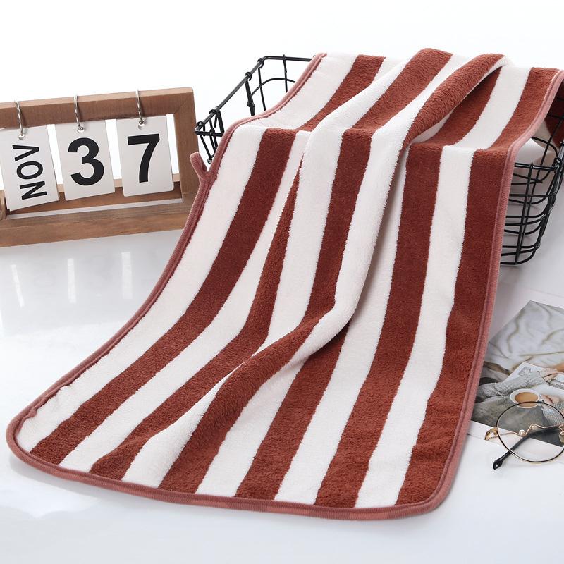 Coral Fleece Towels, Home Color Striped Bath Towels, Absorbent Towels, Adult Face Towels, Hand Towels, Bathroom Swimming Towels
