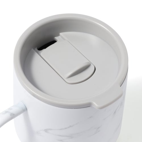 Francfranc Stainless Steel Thermos Mug with Lid, 320ml, Marble White, Double-Walled Vacuum Wall, Insulated for Hot and Cold Drinks, Perfect for the Of