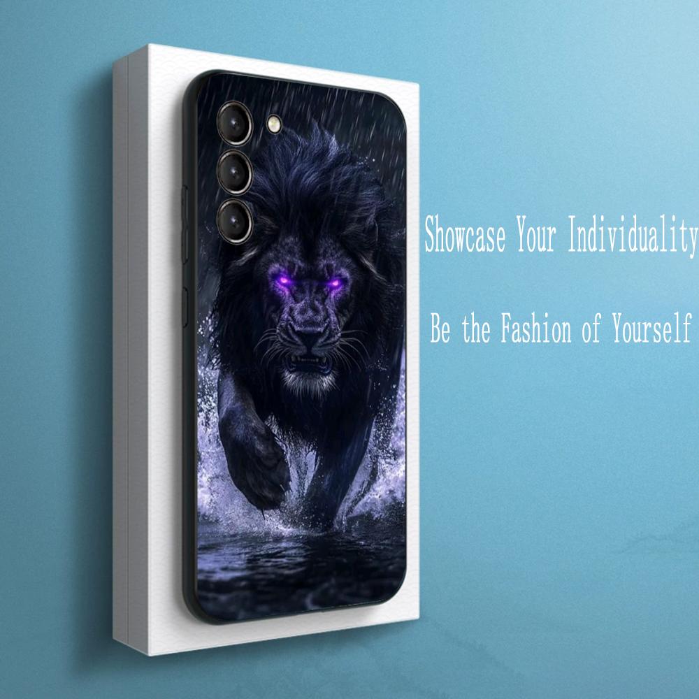 Coole Königslöwen-Mode-Muster-Design Handyhülle Für Samsung Galaxy S25 S24 S23 S22 S21 S20 Plus Ultra Note20 Weich Schwarz