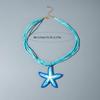 Cross Border Bohemian Style Blue Lafite grass starfish pendant necklace Women Jewelry Beach Style Fake Dopamine Necklace