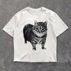 Camisetas Gráficas de Letras Harajuku de Verano Yk Tops Estampado de Gato para Mujer Camiseta Oversize de Calle Ropa Vintage Streetwear