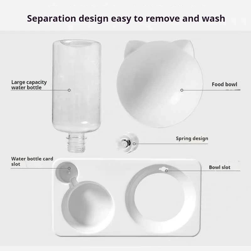 1pc cat and dog water and food bowl, tilted 15 degree automatic water bottle pet feeder