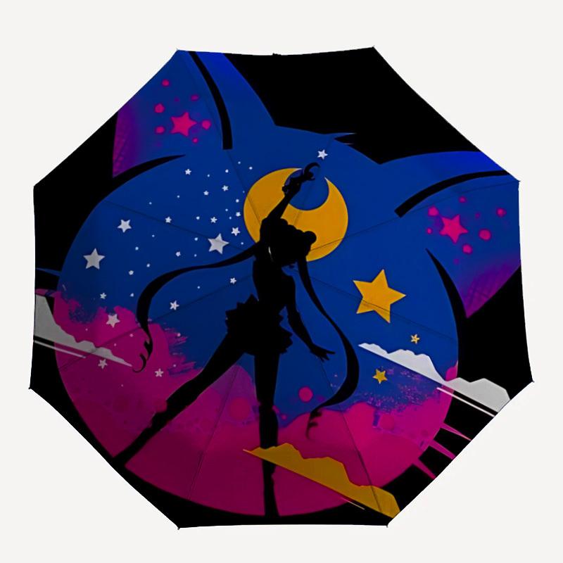 

1pc Sailor Moon Automatic Open/Close Folding Umbrella, Windproof 8 Rib Construction, Lightweight Travel Umbrella for Women/Men,a0902069
