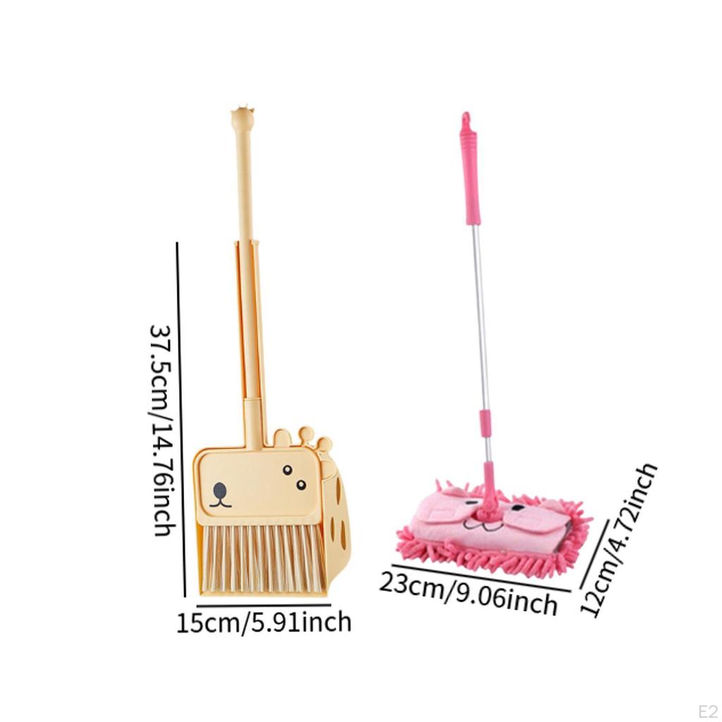 3 Pieces Mini Broom and Dustpan Mop Set Children Housekeeping Cleaning Tools Cartoon Role Playing