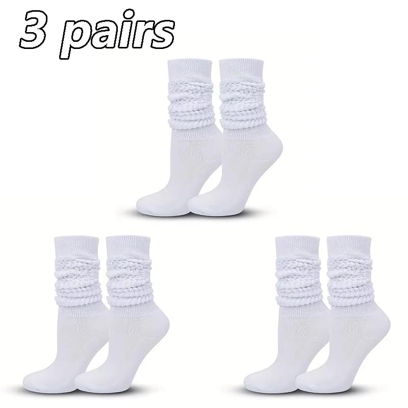 Women's Autumn Winter Mid-Calf Socks Fashionable Simple Solid Color Warm Comfortable Casual Stacked Knitted Socks