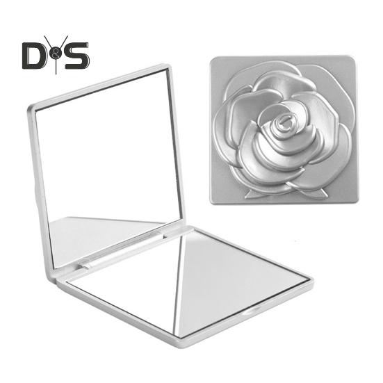 

Портативное складное зеркало для макияжа, винтажное розовое двухстороннее зеркало для туалетного столика, высокая четкость, для мужчин и женщин, карманное дорожное ручное квадратное косметическое зеркало серебряный