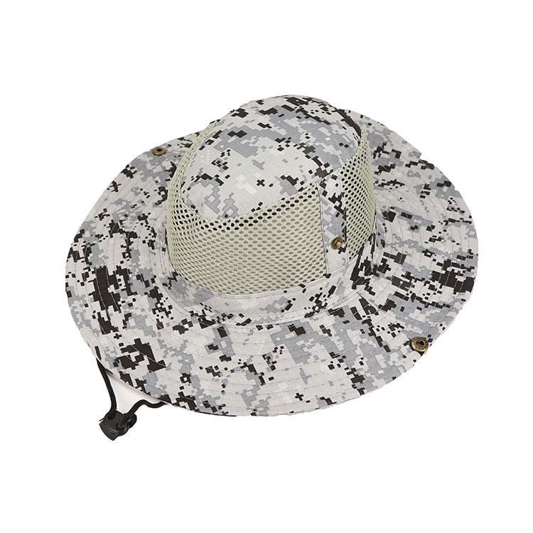 Men's Sunscreen Visor Cap Mesh Breathable Digital Camouflage Bucket Hat Outdoor Foldable Big Eaves Mountaineering Fishing Hat