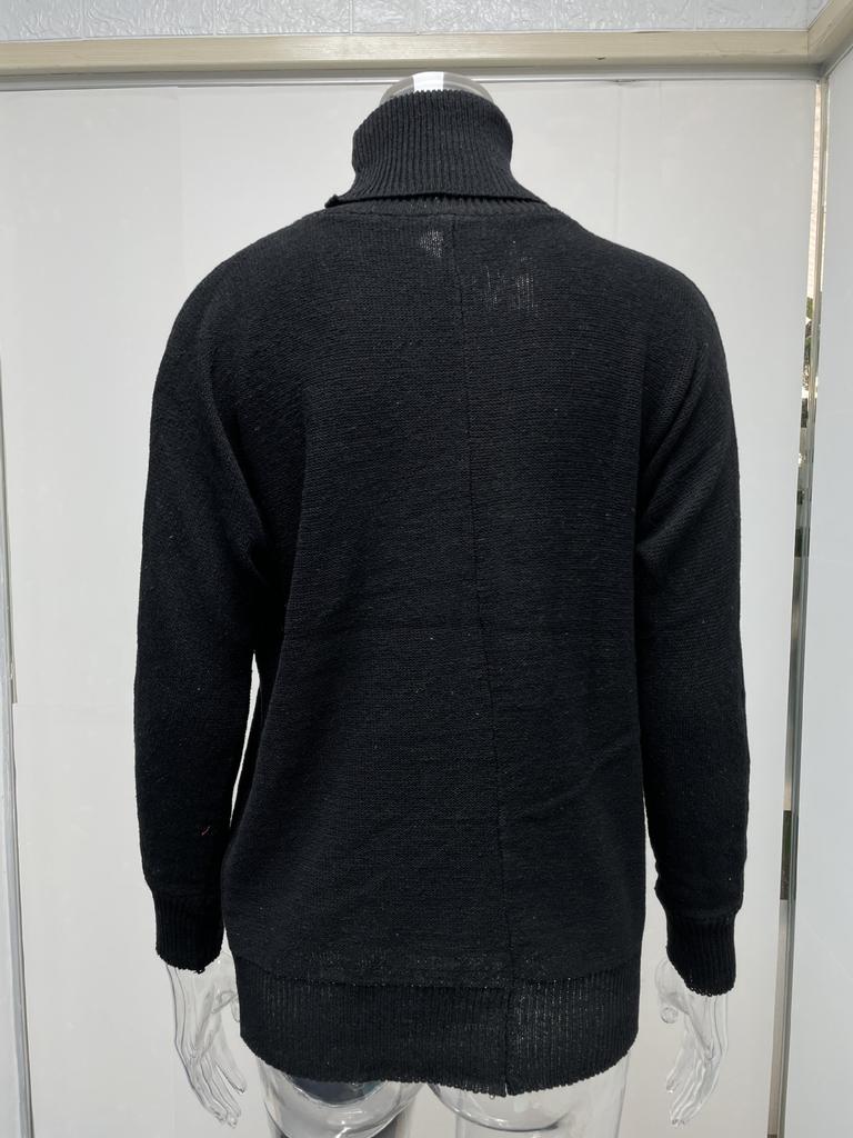 Pullovers Fashion High Neck Loose OL Commuter Knit Big Size Women Pullover Casual Long Sleeved Pullover Soft Elegant Basic Knitted Tops