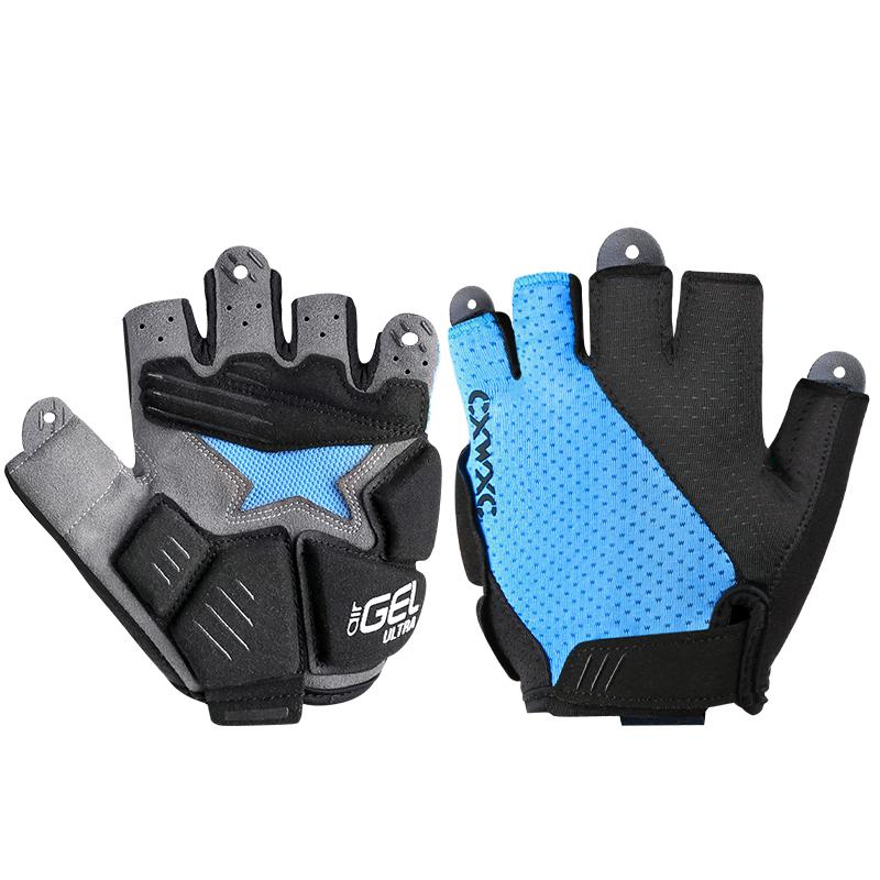 CXWXC MTB Bicycle Cycling Half Finger Gloves 6mm Thickened Palm Pad Shockproof & Non-Slip Stretch Fabric GEL Bike Short Mittens
