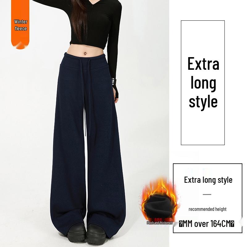 

Women s Fleece-Lined Wide Leg Pants - Fall/Winter Floor-Length Style L (55-63kg)