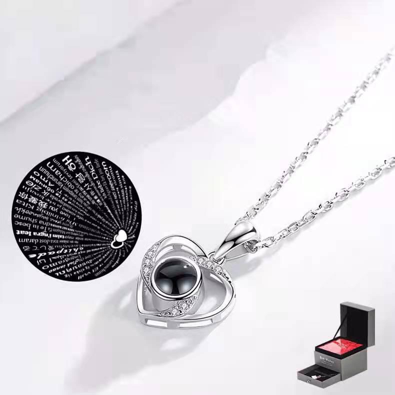 100 Language 'I Love You' Projection Pendant Necklace - Deer Design Birthday Gift for Women