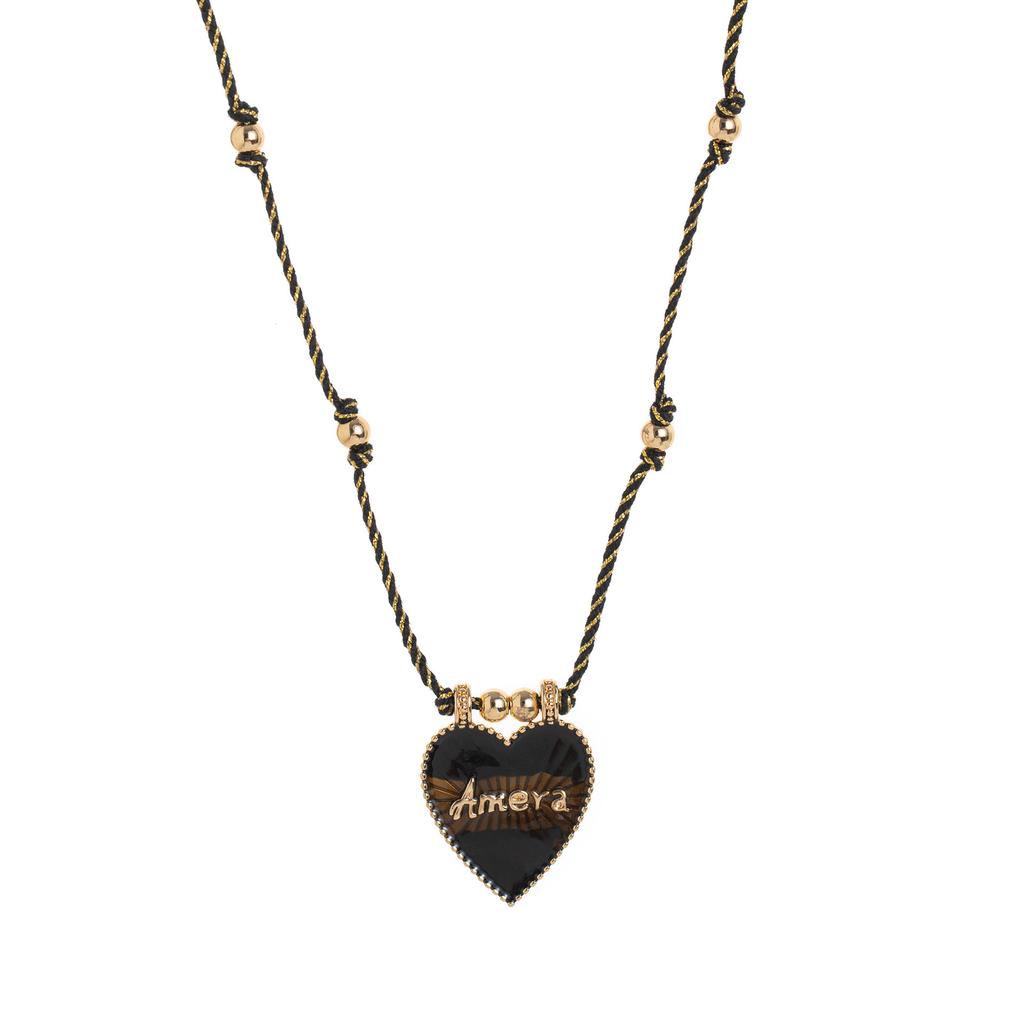 Stylish And Simple Color Rope Love Tarot Pendant Necklace Lucky Bead Chain Gold-Plated Color Retention