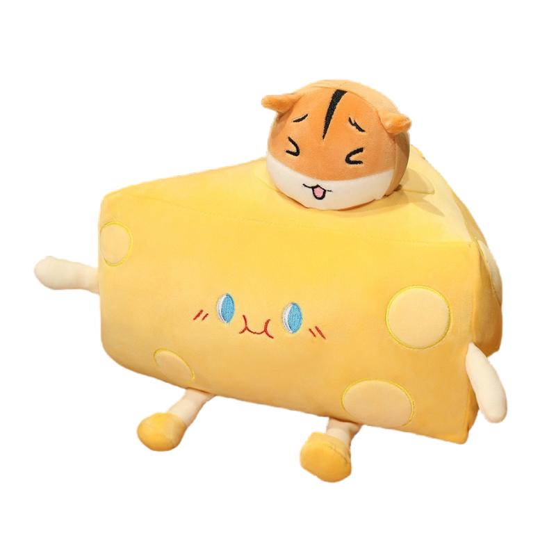 

Nap Plush Cheese Throw Pillow Multifunctional Soft Cushion Home Gifts Decoration Hamster,20*10*20cm